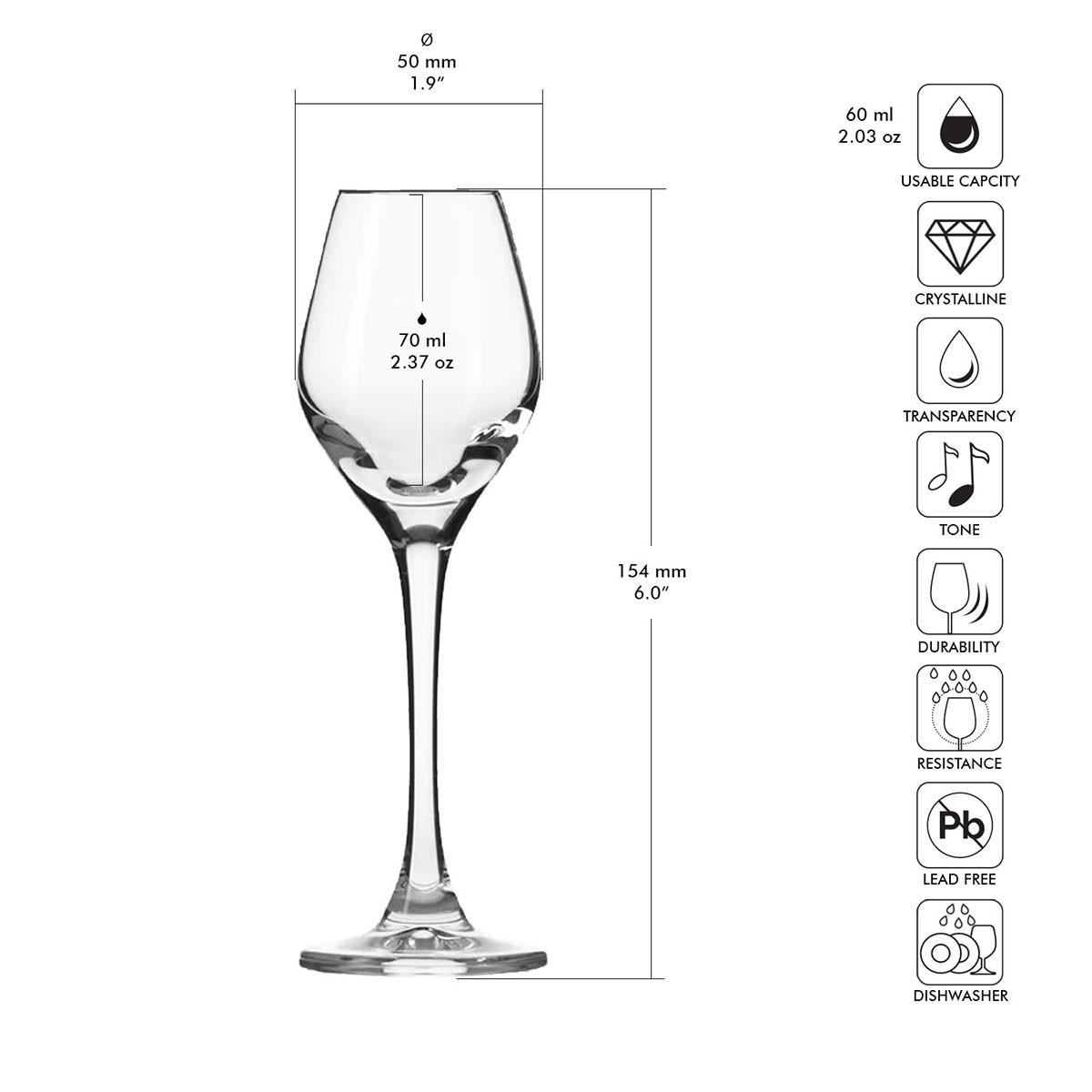 LIKÖRGLÄSER Splendour, 6er-Set, 70 ml - Transparent, Glas - Krosno Glass