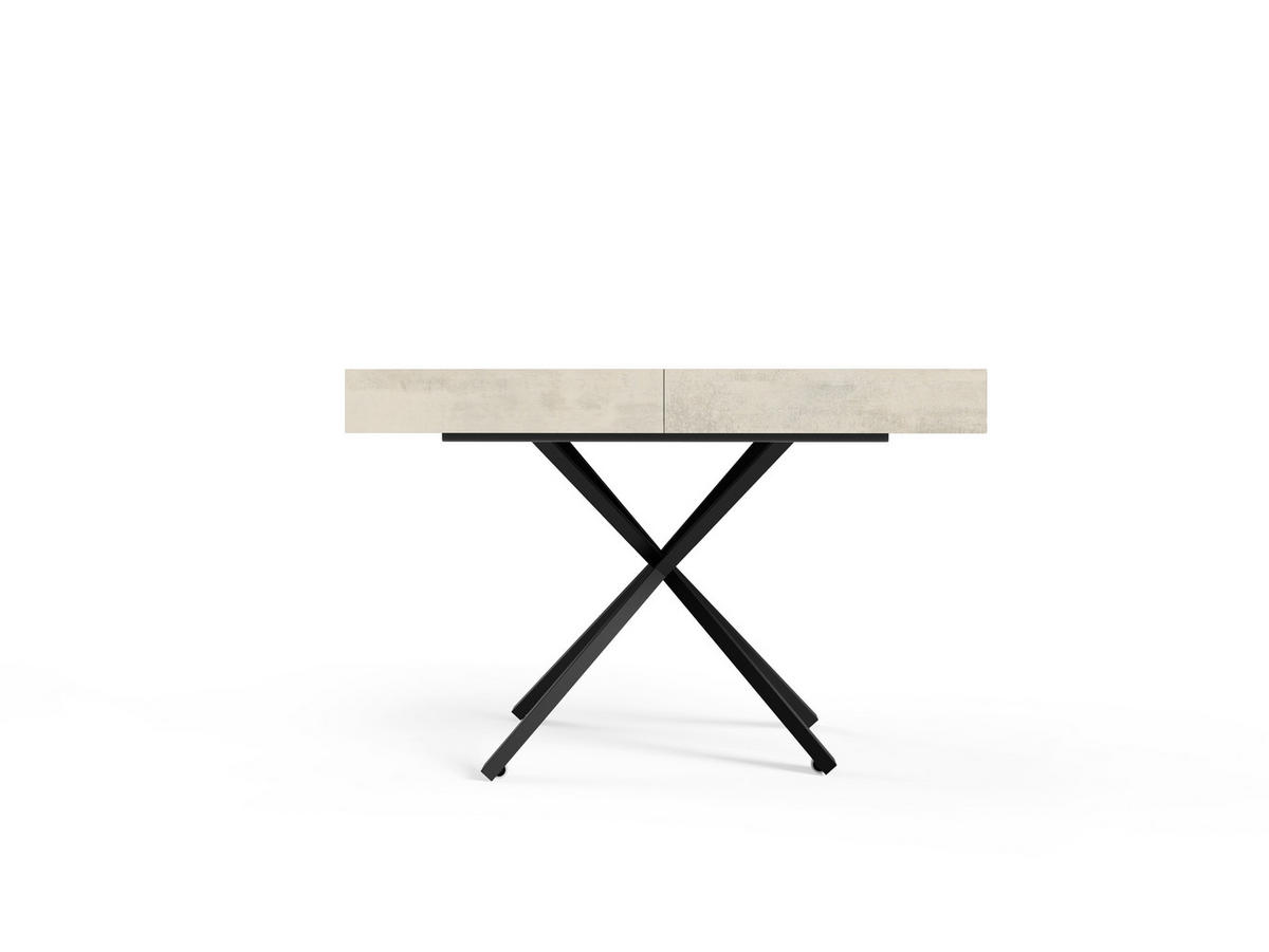 COUCHTISCH SANNA X - Creme/Schwarz, Holzwerkstoff/Metall (80/120/27cm) - Meblini