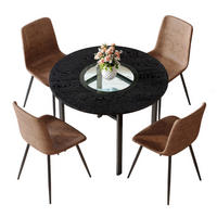 ESSGRUPPE DE-39372 5-teilig, mit 4 Stühlen und Glasplatte Braun - Braun, Metall (100/76/100cm) - ComfortXL