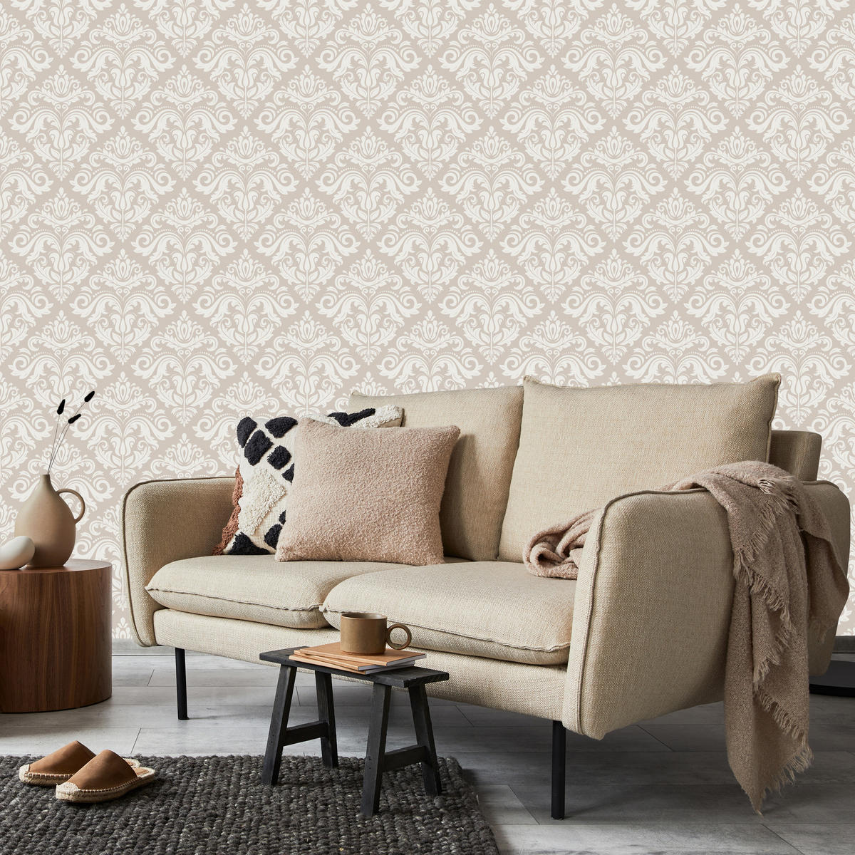 VLIESTAPETE Florale Ornamente – Beige, Creme – 50x1000 cm - Beige/Creme, Papier (50/1000cm) - Muralo