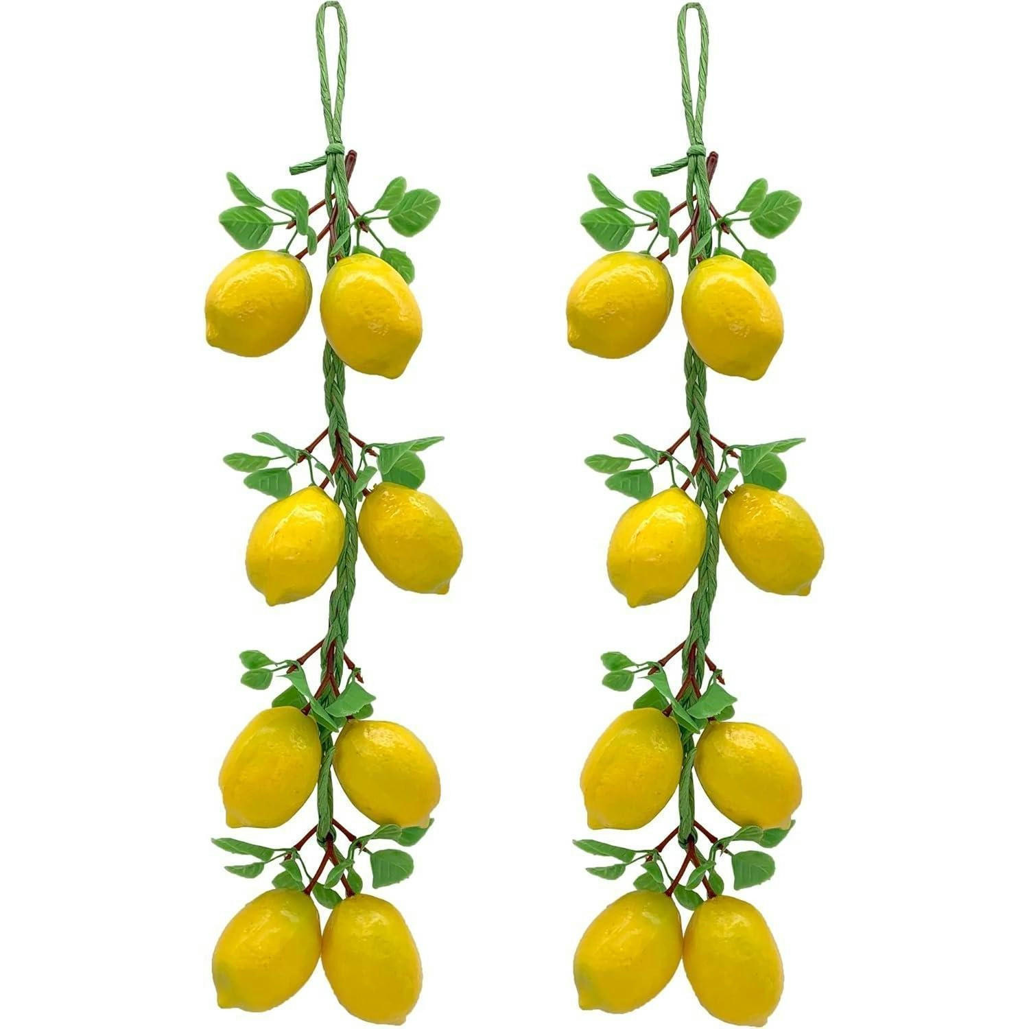 DEKORATION Zopf künstliche Zitronen 2-teiliges Set - Gelb, Kunststoff (2cm)