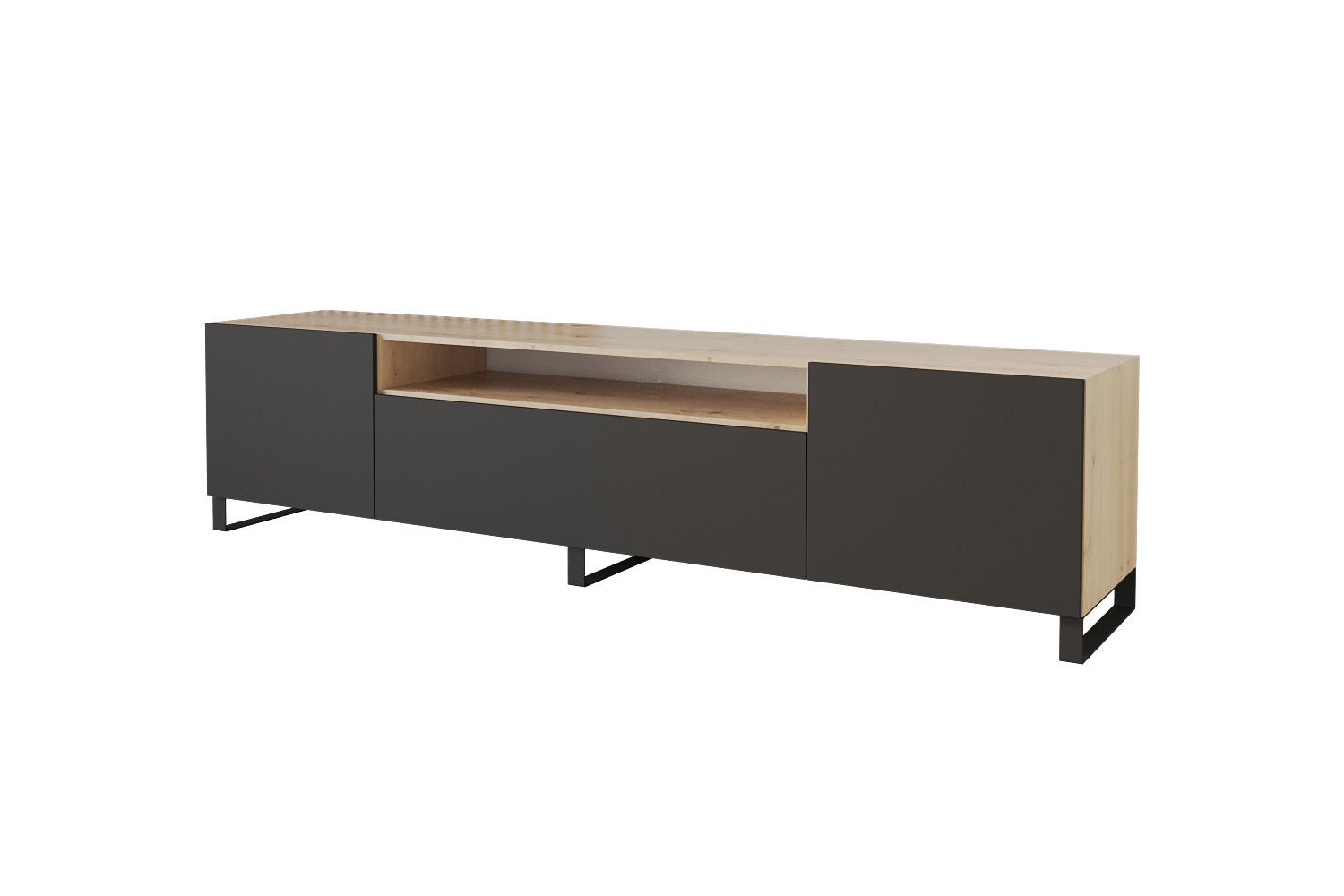 LOWBOARD ELIO-S 200x53x41 cm - Artisan / Schwarz - Schwarz/Eiche Artisan, Holzwerkstoff (200/53/41cm) - ALTDECOR