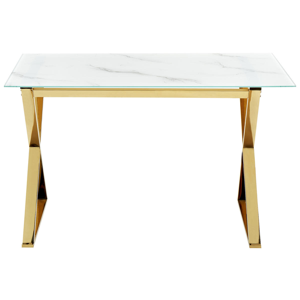 ESSTISCH 120/70/75 cm Marmor Rechteckig Attica - Weiß, Glas (120/70/75cm) - Beliani