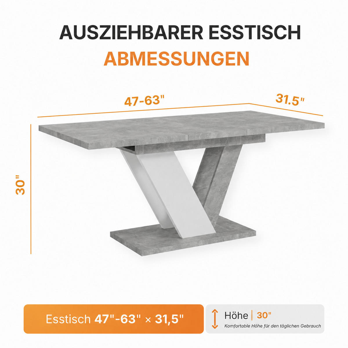 ESSTISCH Ausziehbar 120-160 cm Steingrau - Grau, Holzwerkstoff (160/80/75cm) - Home Collective