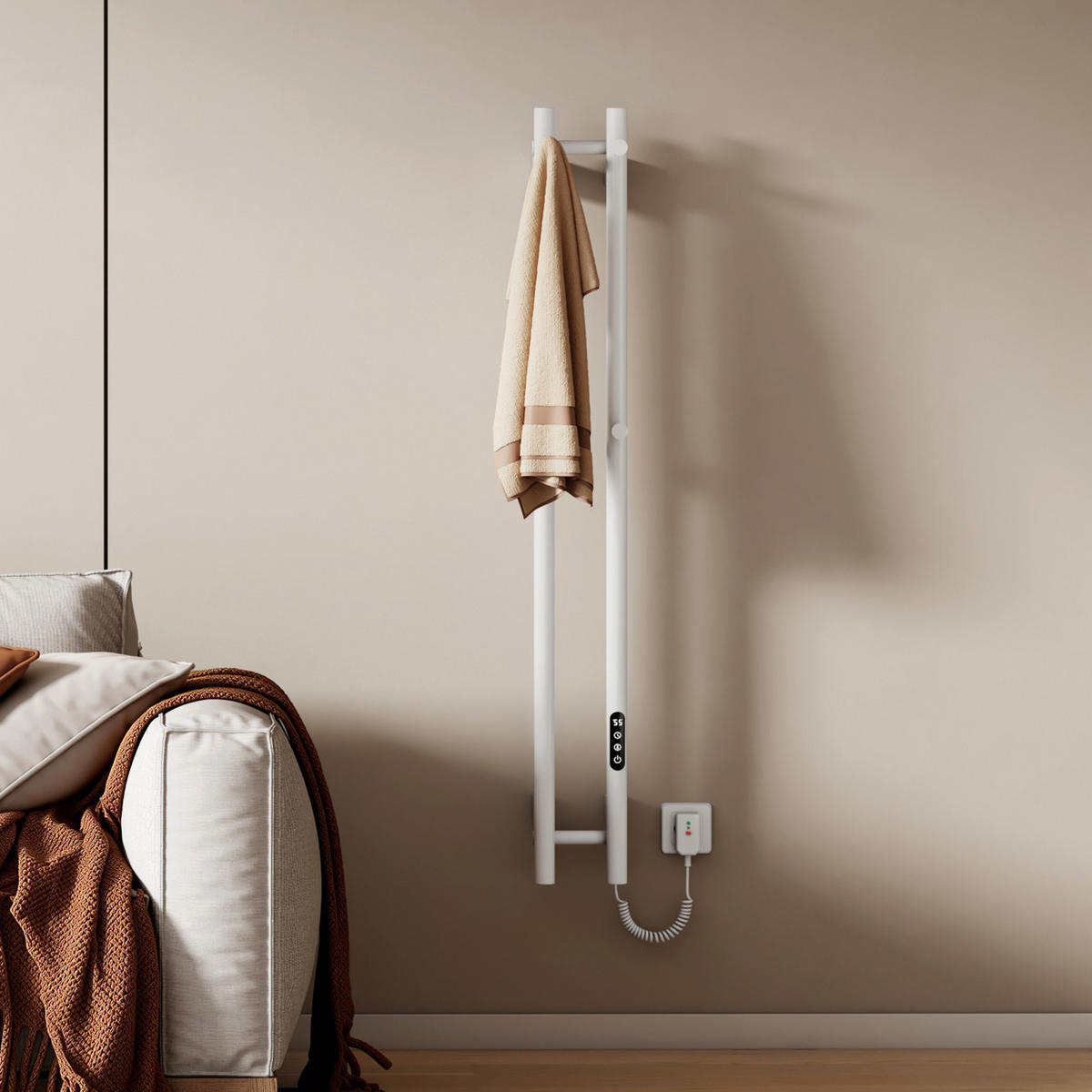 HEIZKÖRPER elektrisch vertikal 120 x 12,4 cm mit Smart-Steuerung Weiß - Weiß, Metall (12.4/120/14cm) - EMKE