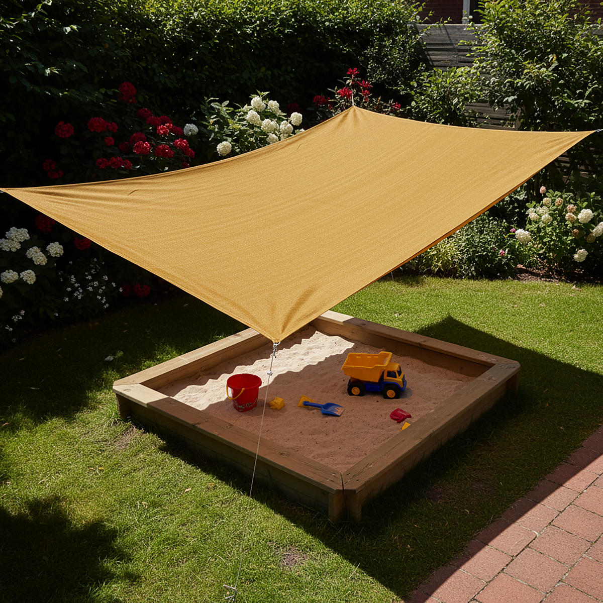 STÍNÍCÍ plachta - béžová, kov/plast (500/400cm) - Relaxdays