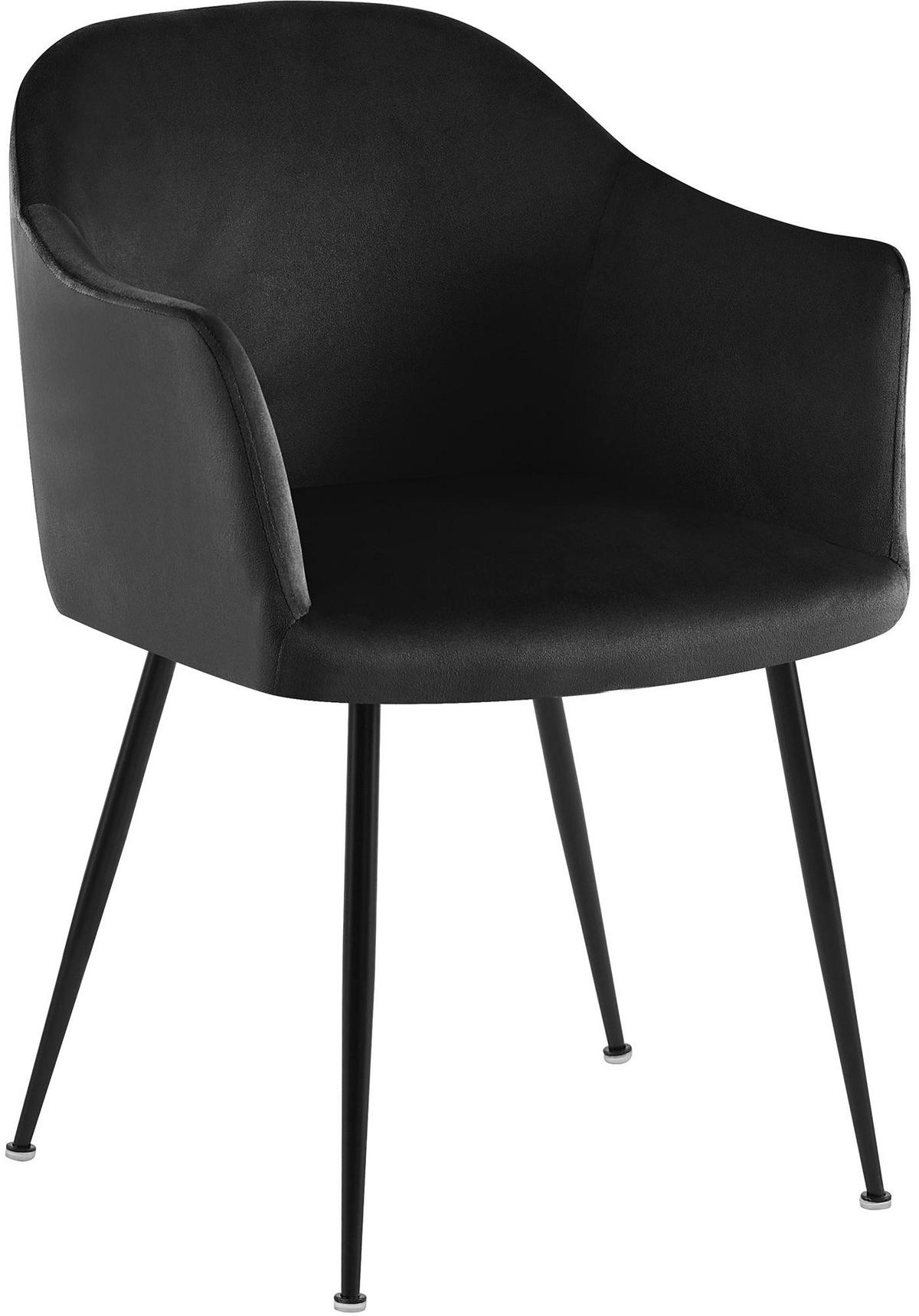 ARMLEHNENSTUHL Samt Schwarz - Schwarz, Textil/Metall (57/80/58cm) - CLP