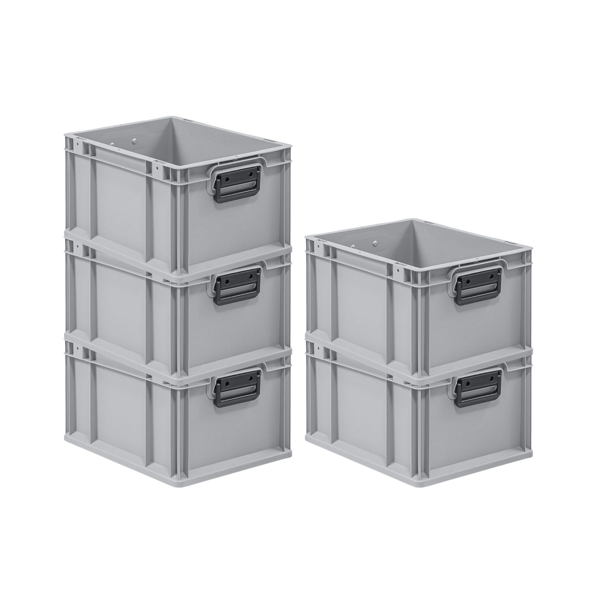 EUROBOX 5x Nextgen Portable Duo 22x30x40cm 20 Liter - Grau, Kunststoff (30/22/40cm) - PROREGAL