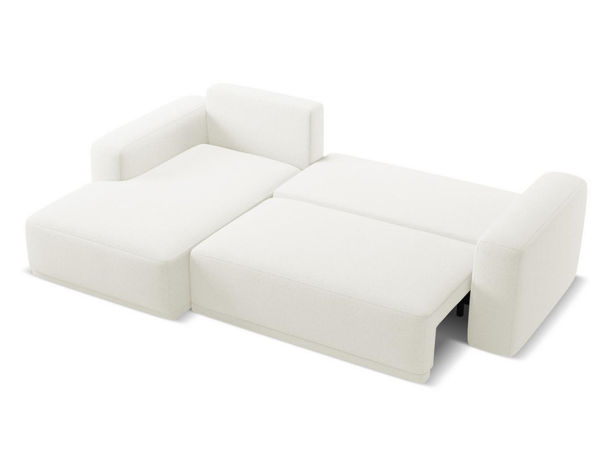ECKSOFA mit Schlaffunktion Chenille Stoff Weiß - Schwarz/Weiß, Kunststoff/Textil (160/258cm) - Makamii