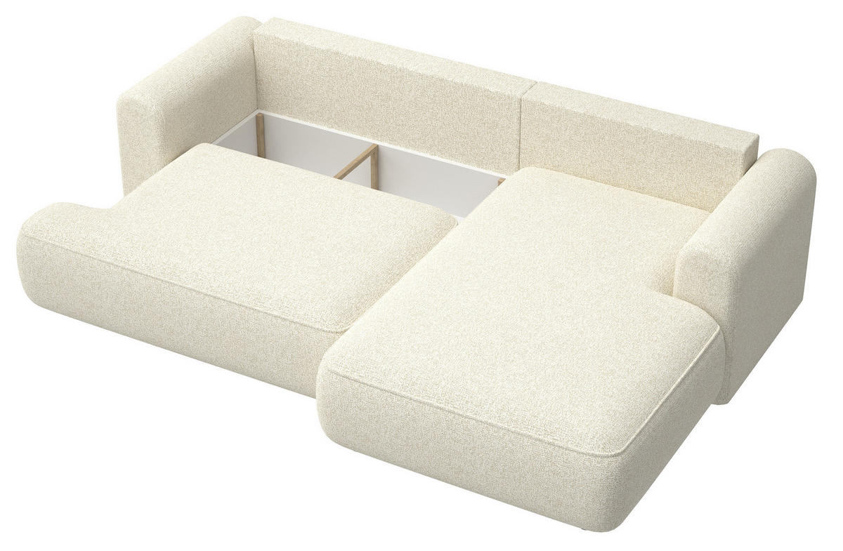 ECKSOFA Ovo Hellbeige Webstoff-Bezug - Ecru/Schwarz, Kunststoff/Textil (260/165cm) - Selsey