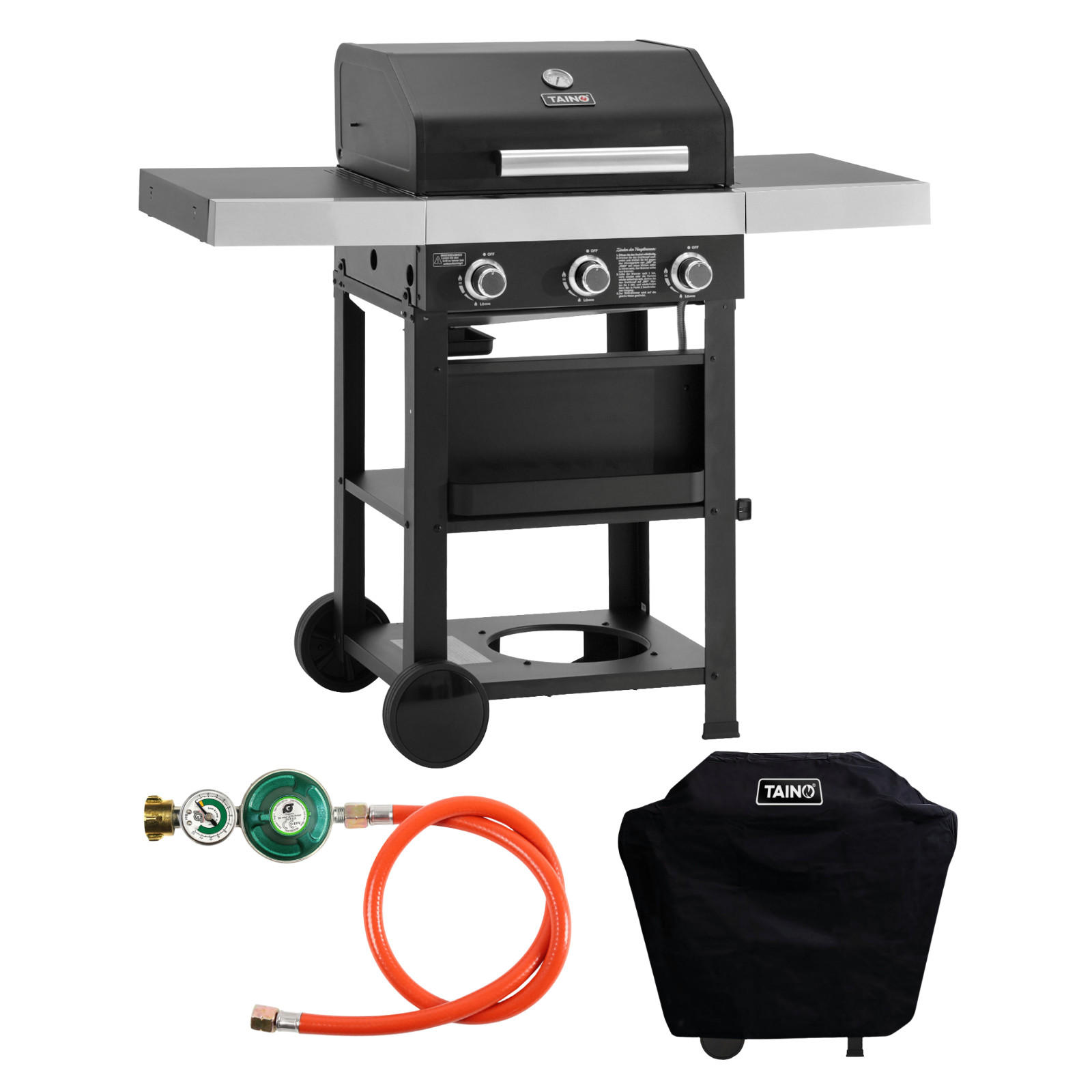 GASGRILL WABAYA 3+1 + Haube - Schwarz, Metall (112/103/53cm) - TAINO