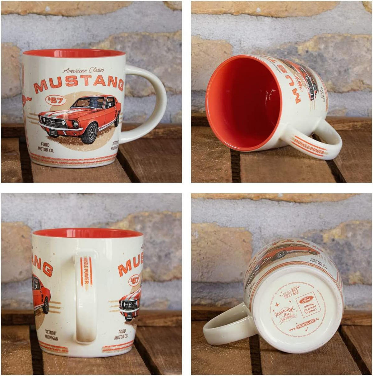 KAFFEETASSE 330 ml Ford Mustang GT 1967 Red - Multicolor, Keramik (0.33L) - Nostalgic-Art