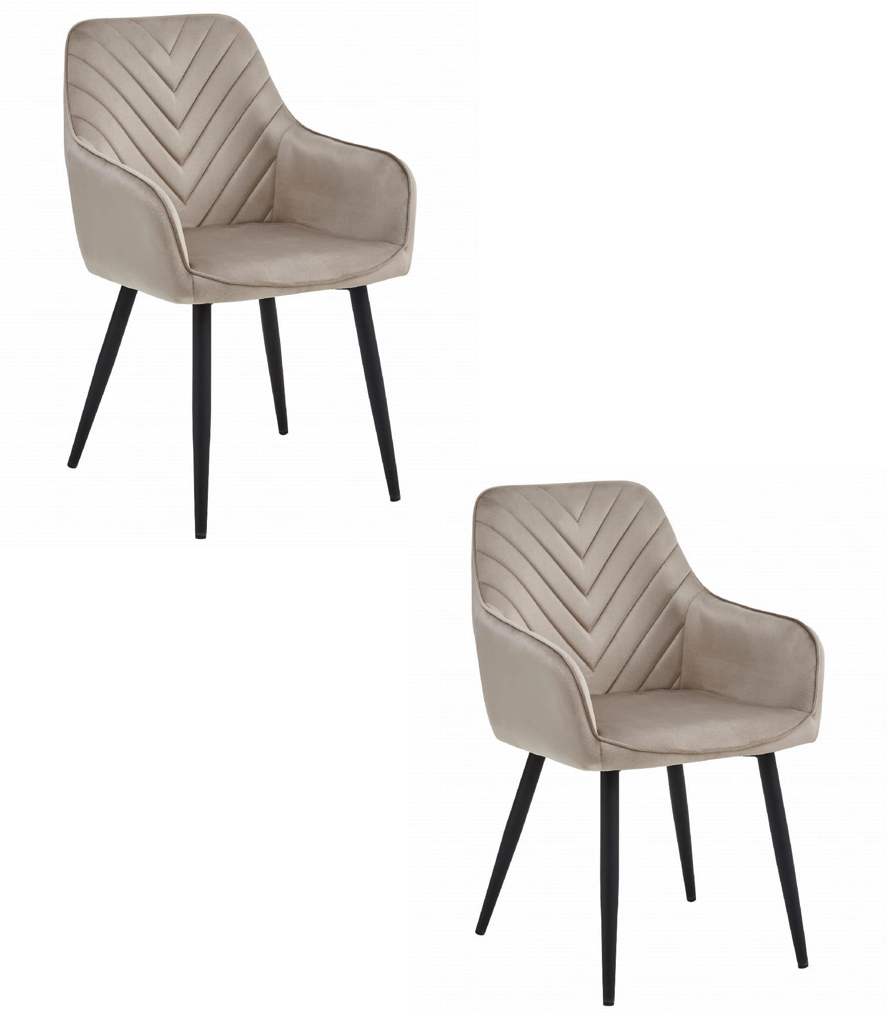 ESSZIMMERSTUHL 2-er Set WAAV dunkelbeiger Sitz, schwarze Beine - Beige/Schwarz, Textil (54/83.5/61cm) - Valora