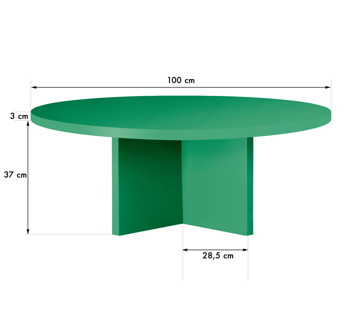 COUCHTISCH Runder, MDF-Platte 3 cm stark, Smaragdgrün, 100 cm - Smaragdgrün, Holzwerkstoff (100/100/42cm) - RNT By Really Nice Things