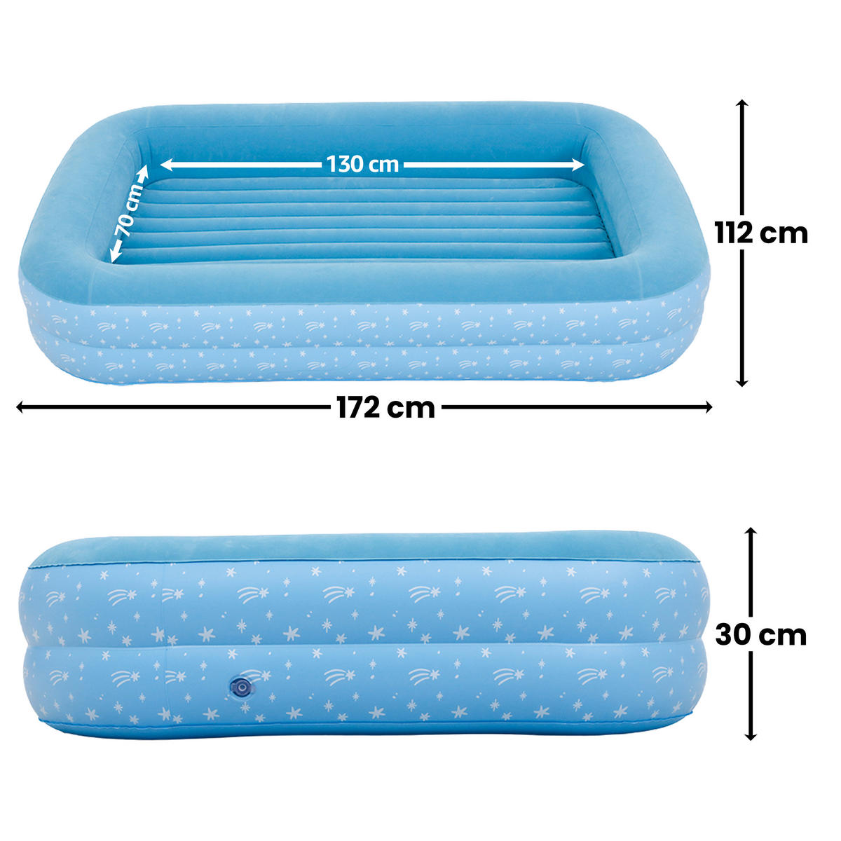 LUFTBETT Kinderluftmatratze mit Handpumpe 172 x 112 x 30 cm blau - Hellblau, Kunststoff (112/172cm) - Avenli