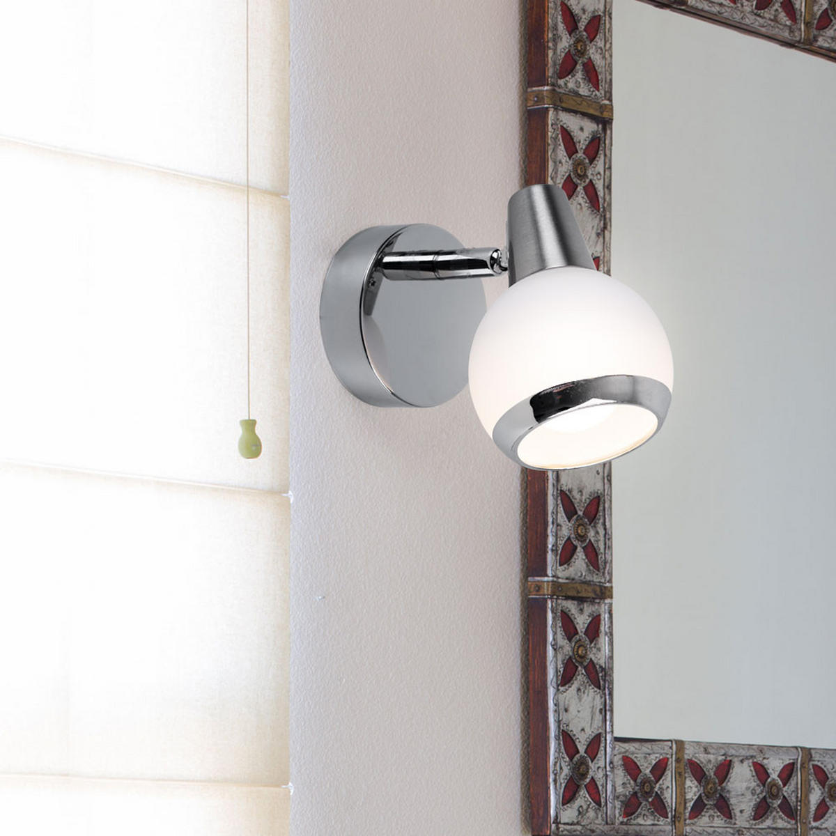 LED WANDLEUCHTE KARDE Chrom Silber - Silberfarben, Glas (8/11.5/12.5cm) - Globo Lighting