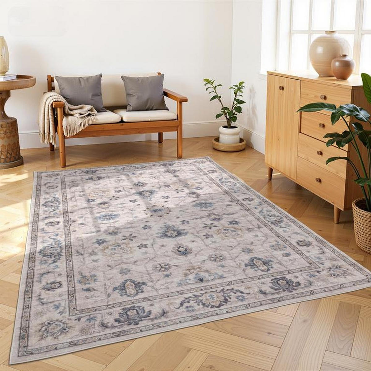 DESIGNTEPPICH Aria Beige/Blau 200x290 cm - Multicolor, Textil (200/290cm) - Vercai Rugs