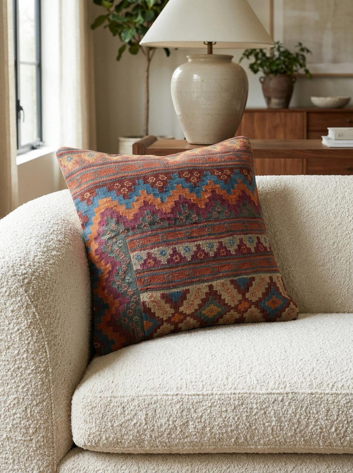 KELIM-KISSEN Mehrfarbig 65/65 cm Schurwolle - Multicolor, Textil (65/65cm) - Looma