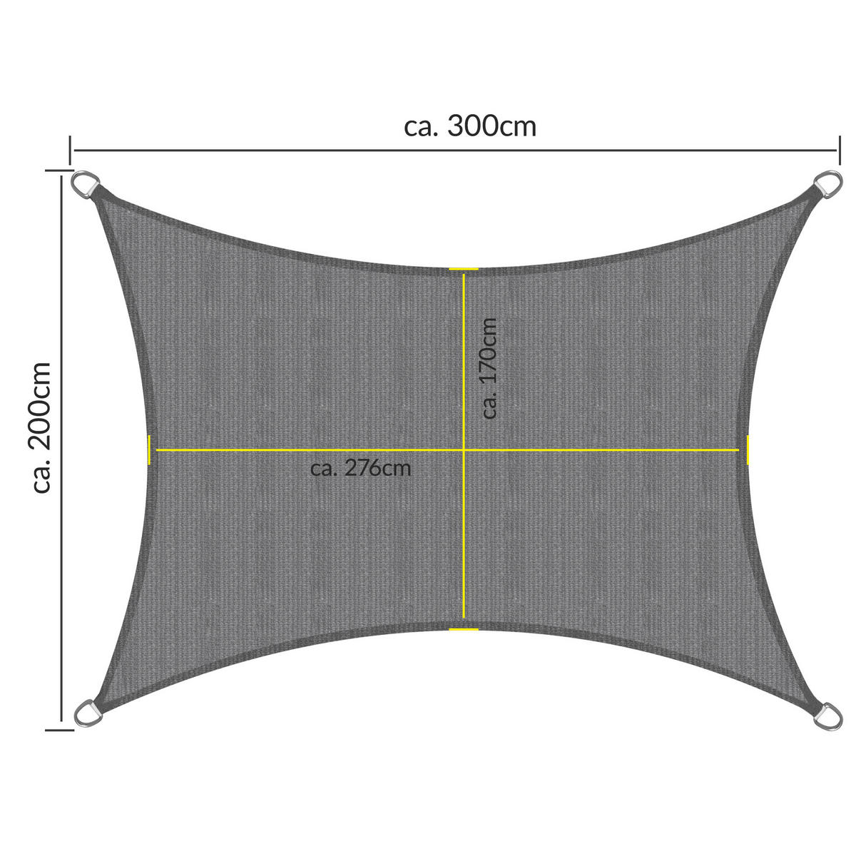 SONNENSEGEL SolVision HS9 200/300 cm rechteckig Anthrazit HDPE - Anthrazit, Kunststoff (300/200cm) - Sol Royal