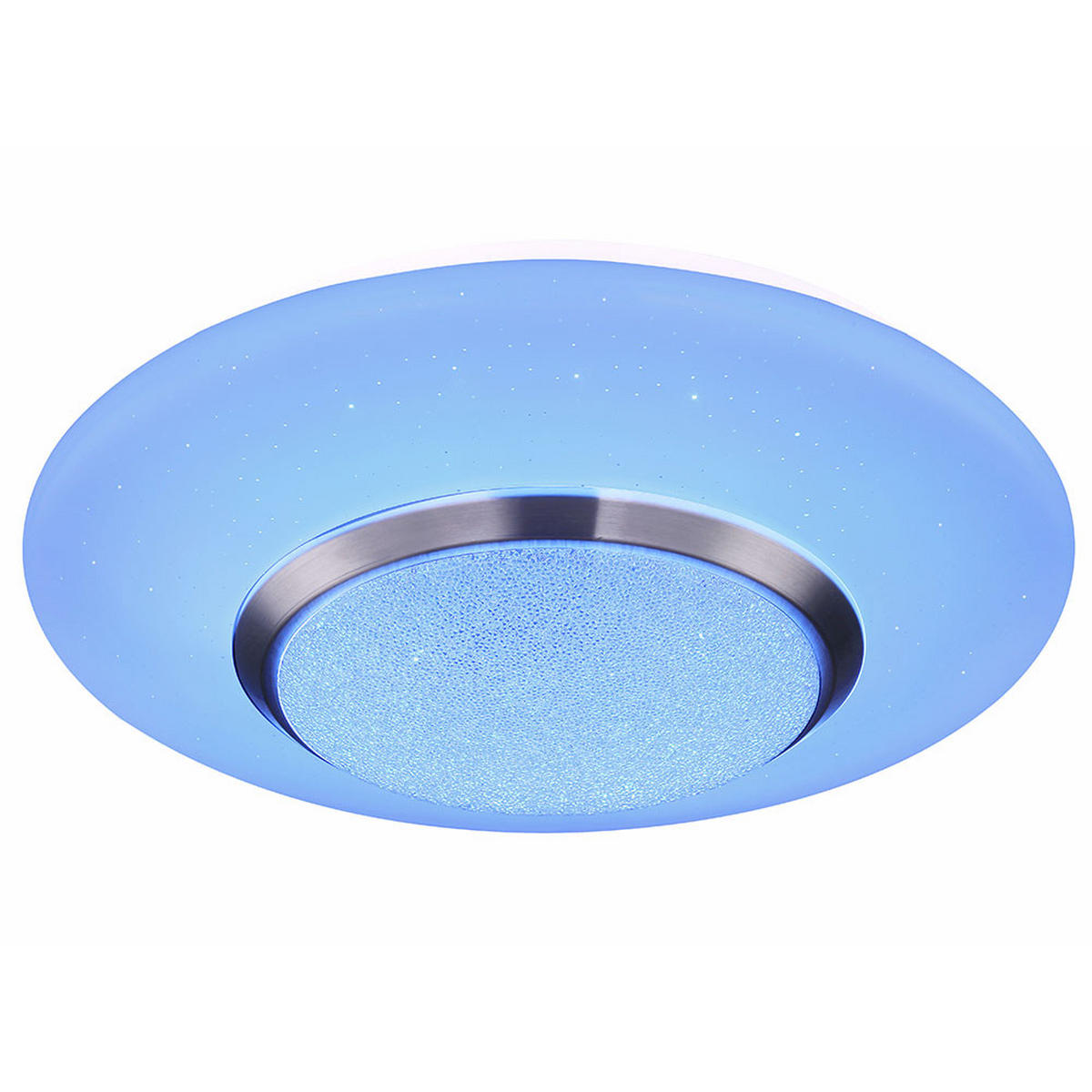 LED DECKENLEUCHTE Metall Weiß Kristalloptik CANDIDA - Weiß, Metall (34/34/8cm) - Globo Lighting