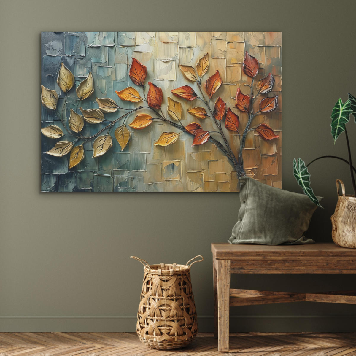 AKUSTIKBILD Baum - Abstrakt - Natur - Kunst Akustikpaneele 90x60 cm - Goldfarben, Kunststoff (90/60/0.9cm) - MuchoWow