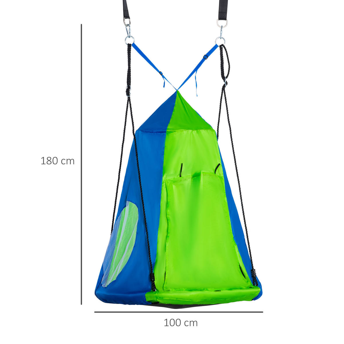 TRAMPOLIN DE-17954 mit abnehmbarem Zelt & Ø 100 cm Grün-Blau - Grün, Kunststoff (100/100cm) - ComfortXL