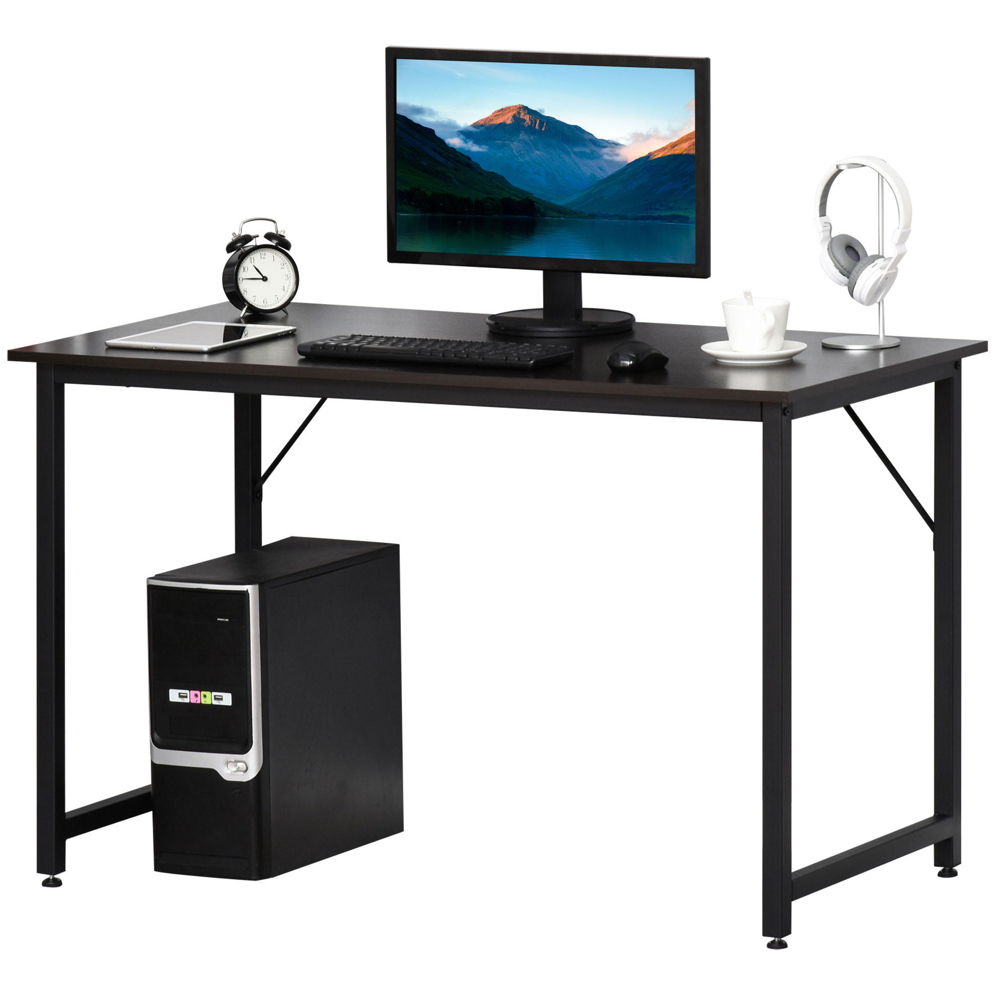 BÜROTISCH Holzmaserung, schwarz 1 Stück - Multicolor, Holzwerkstoff (130/58/73cm) - GiPP