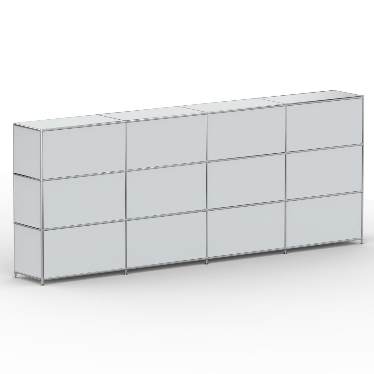 HOCHSCHRANK, 12 Klappen, Schloss, Breite 302 cm, Lichtgrau - Chromfarben/Silberfarben, Metall (40/118/302.2cm) - Versee