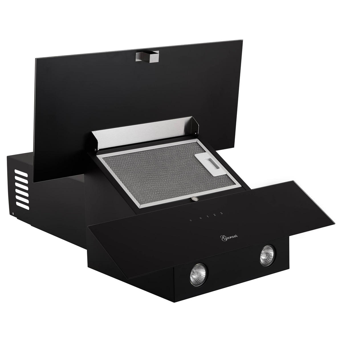DUNSTABZUGSHAUBE GCH D 268.9 BL PRIME + umluftset - Schwarz, Glas/Metall (90/36/37cm) - Gurari