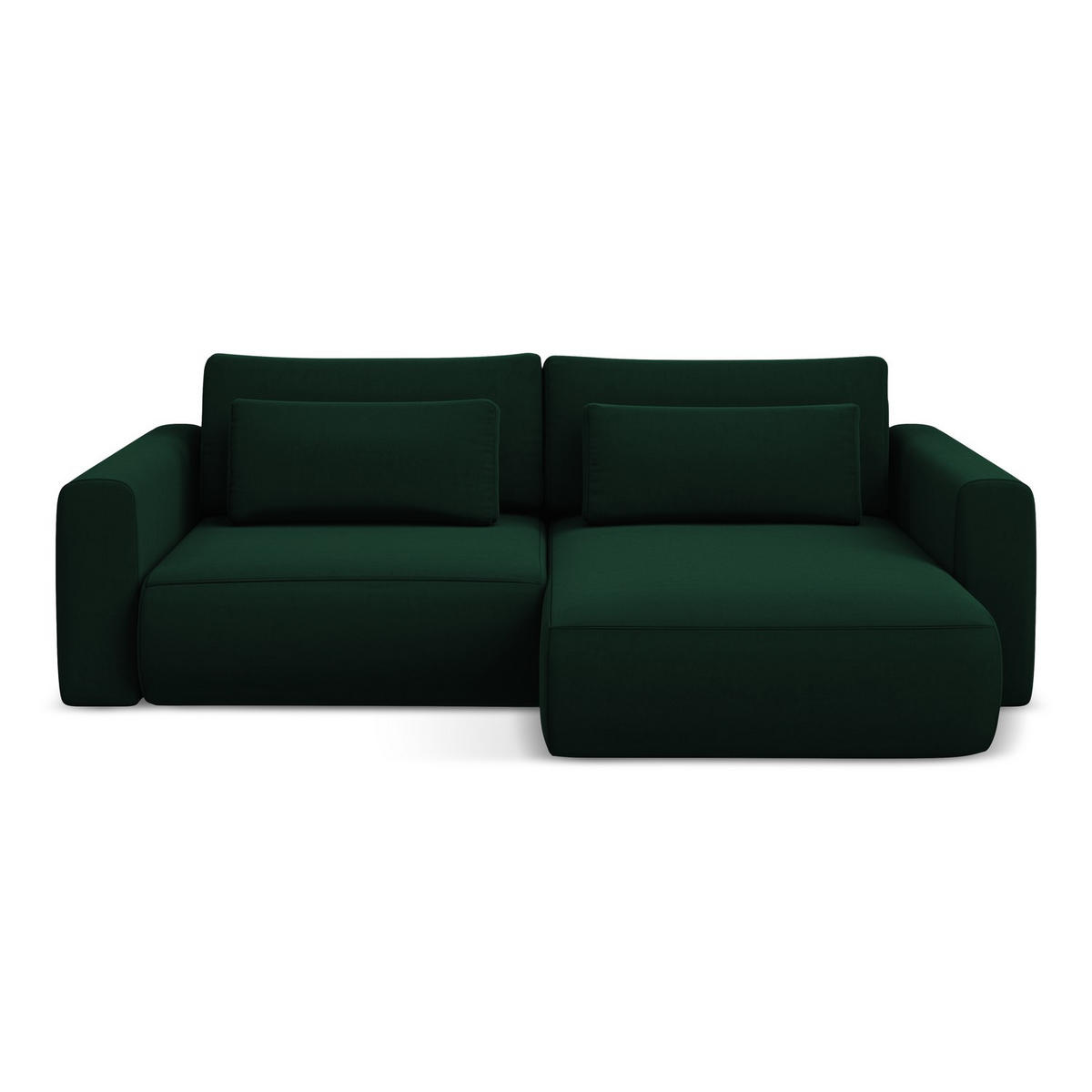 ECKSOFA mit Schlaffunktion Samt Stoff Grün - Dunkelgrün/Schwarz, Kunststoff/Textil (240/149cm) - LaMiaSofa