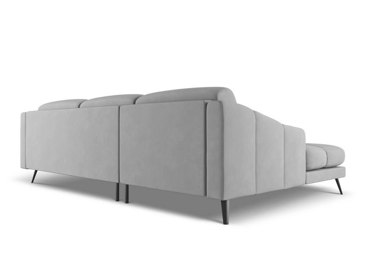 ECKSOFA Links Chenille Stoff Grau - Hellgrau/Schwarz, Textil/Metall (160/264cm) - Makamii