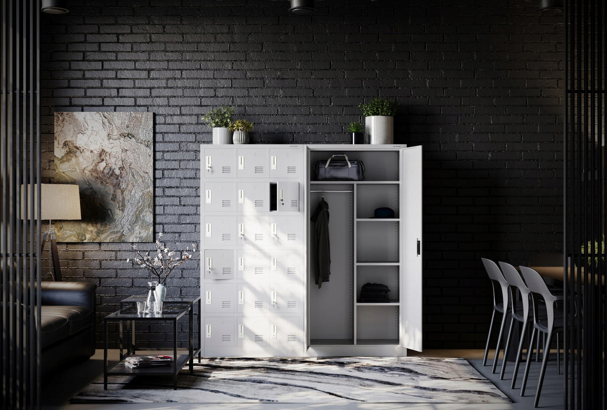 SCHLIESSFACHSCHRANK KAROL - Grau, Metall (90/185/40cm) - Jan Nowak