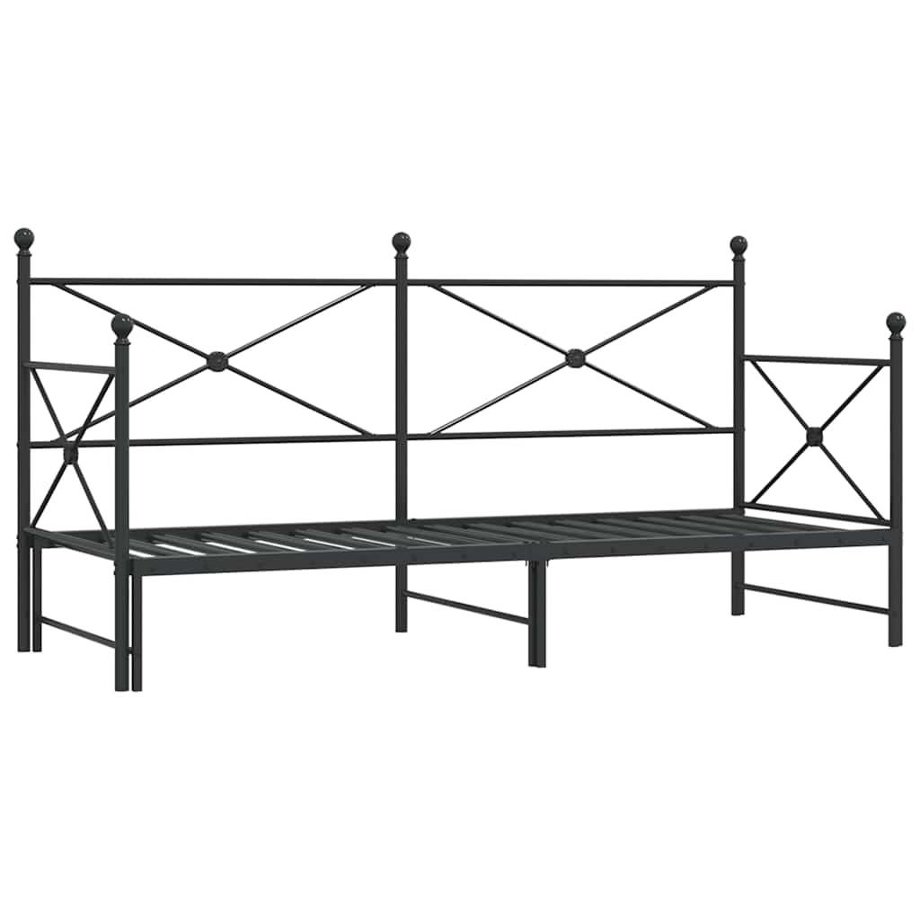 TAGESBETT Ausziehbar Ohne Matratze Schwarz 90/200 Cm Stahl - Schwarz, Metall (90/200cm) - vidaXL