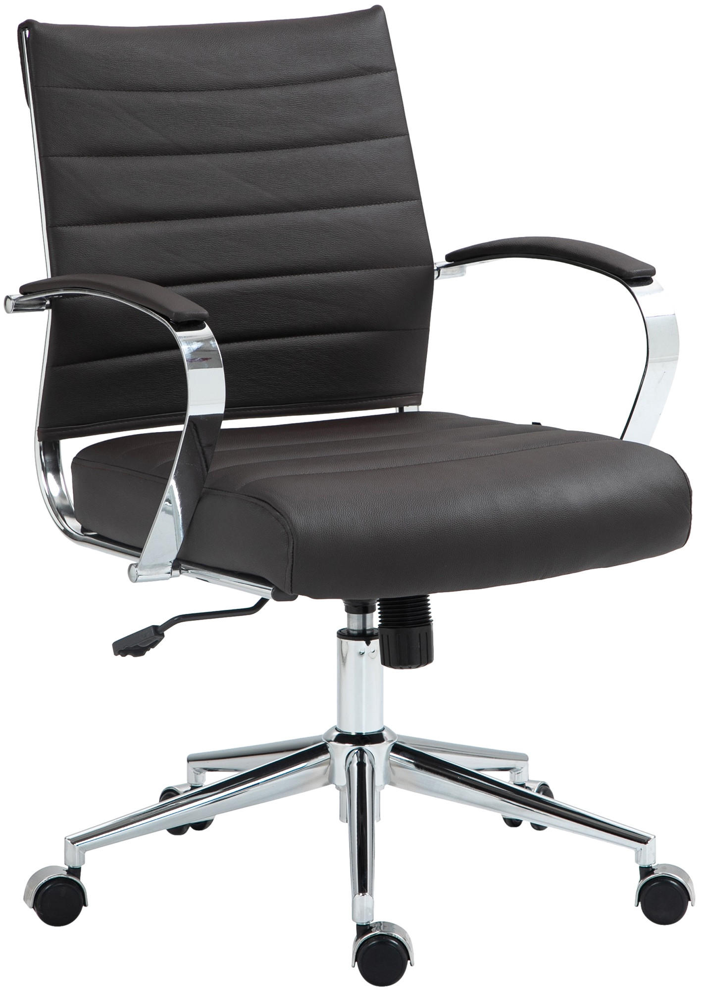 DREHSTUHL Echtleder braun - Chromfarben/Braun, Leder/Metall (57/90/62cm) - CLP
