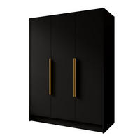 FLÜGELTÜRENSCHRANK PORTO - Goldfarben/Schwarz, Holzwerkstoff (150/200/51cm) - Meblini