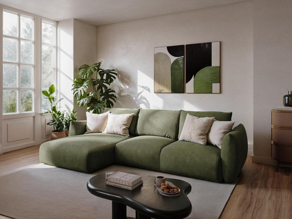 POUF Strukturstoff Orange - Terracotta/Schwarz, Holzwerkstoff/Kunststoff (65/40/65cm) - Makamii