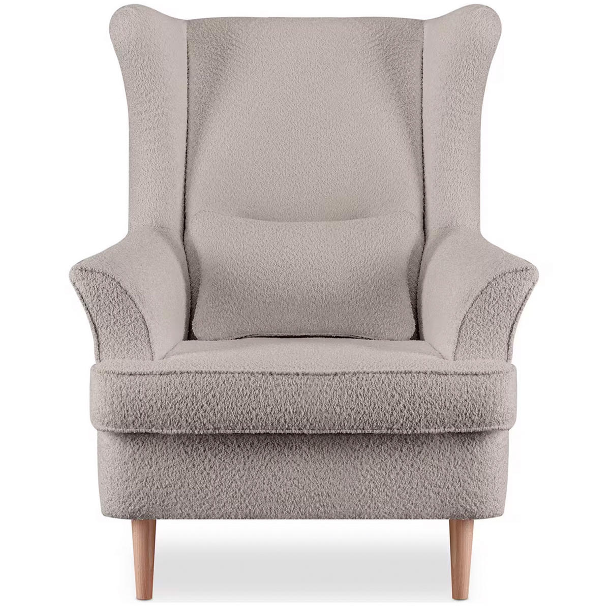OHRENSESSEL STRALIS inklusive dekorativem Kissen, Beige - Beige/Braun, Textil (82/108/80cm) - KONSIMO®