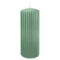 RILLEN KERZEN Reseda 200 x Ø 80 mm, 4 Stück - Eukalyptusholzfarben, Paraffin (8/20/20cm) - Wiedemann Kerzen