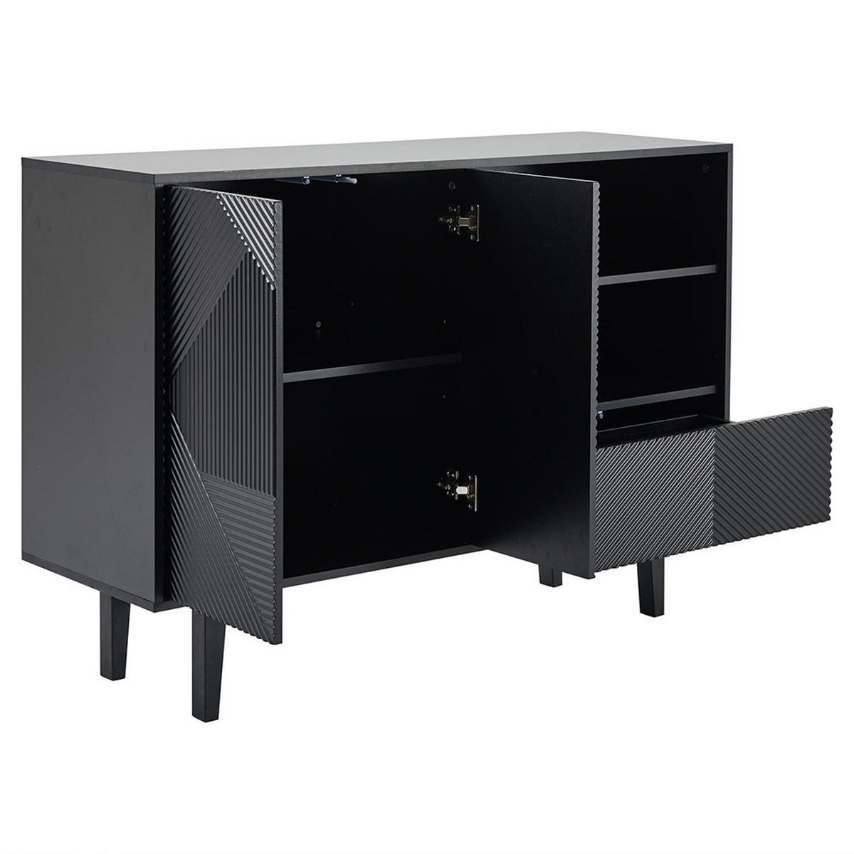 SIDEBOARD mit 1 Schublade in schwarz - Schwarz, Holz (40/86/125cm) - KOMHTOM