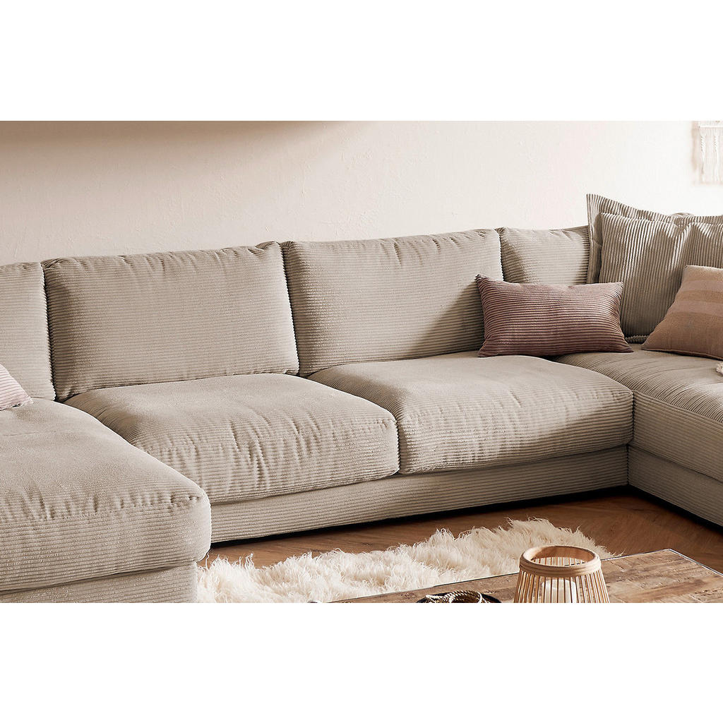 Thumbnail - Kawola Wohnlandschaft, Taupe, Textil, Echtholz, 4-Sitzer, Füllung: Komfortschaum, U-Form, 425x86x224 cm, Wohnzimmer, Sof...
