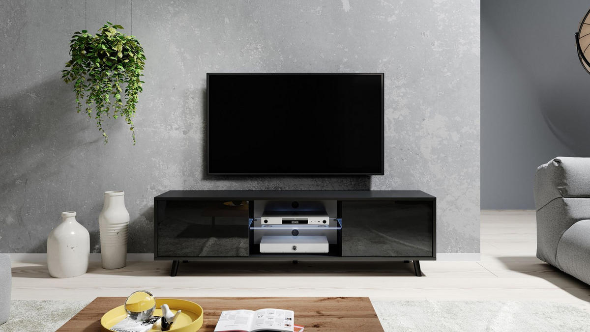 TV-ELEMENT Lefyr Schwarz 140 cm - Schwarz, Holzwerkstoff/Metall (140/40.5/31.3cm) - Selsey