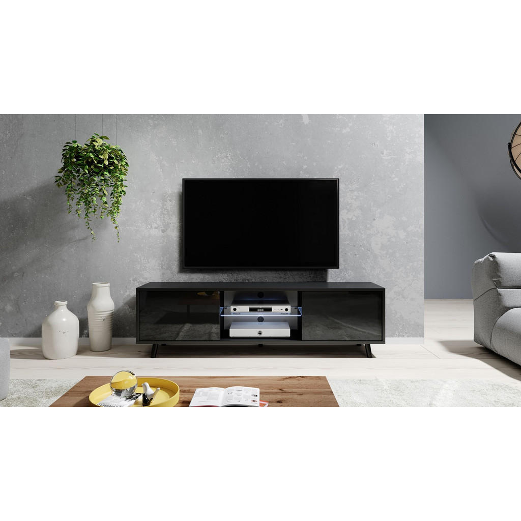 Thumbnail - Selsey Tv-Element, Schwarz, Holzwerkstoff, 4 Fächer, Rechteckig, 140x40.5x31.3 cm, Wohnzimmer, Wohnwände, Lowboards, Low...