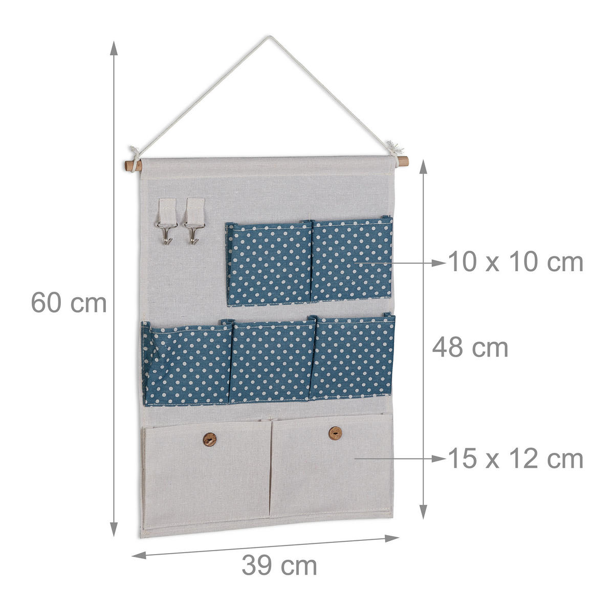 ZÁVĚSNÝ organizér - různobarevná, kov/dřevo (39/60/2cm) - Relaxdays