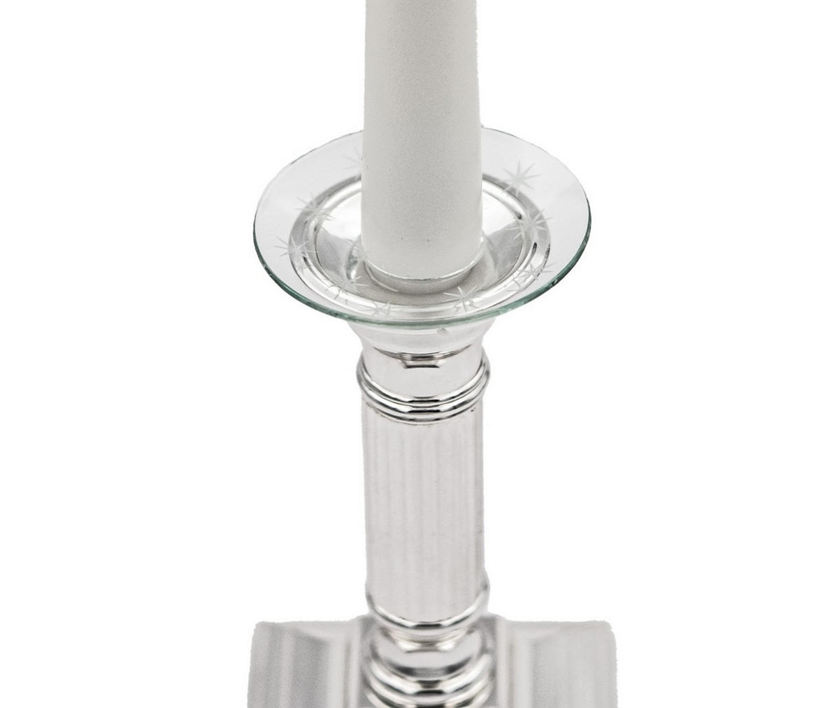 GLAS-KERZENMANSCHETTE (Bobeches) "Sternenhimmel" für Kerzen bis Ø 25 mm - Transparent, Paraffin (7/0.2/7cm) - Holfeuer Crystal Design