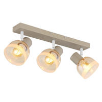 WANDLEUCHTE KAIRO, Metall, Glas, Sandfarben, 3-flammig - Bernsteinfarben, Glas (10/14/41cm) - Globo Lighting