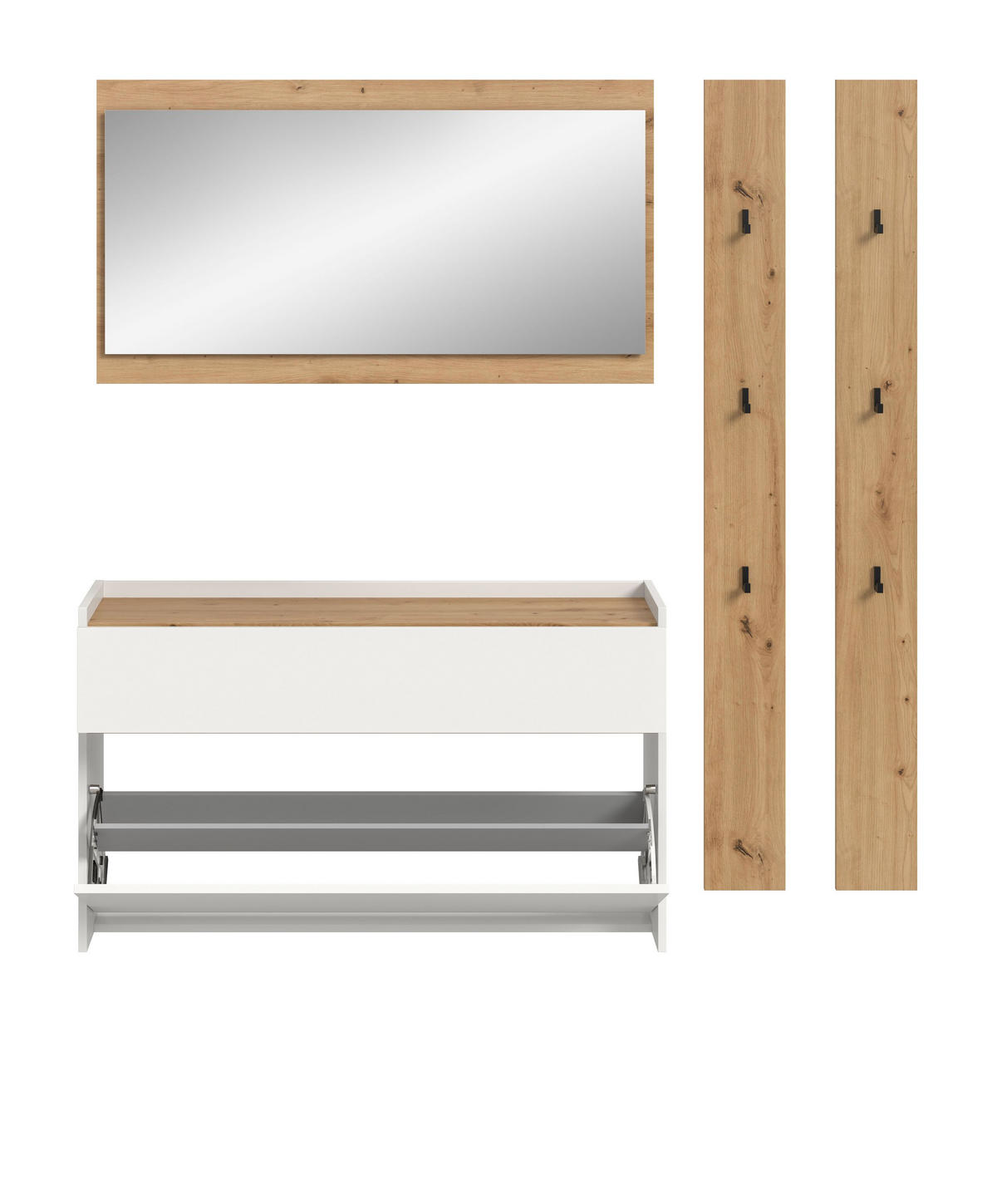GARDEROBEN-SET DRIVE 4-tlg. (B/H/T: ca. 172/192/32 cm) in Weiß/weiß - Weiß, Holzwerkstoff (172/192/32cm)
