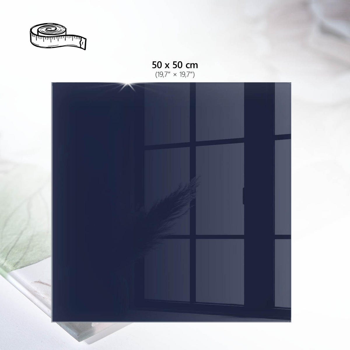 TISCHPLATTE 50x50 cm – Dunkelmarineblau - Schwarz, Glas (50/50/0.4cm) - Wallfluent
