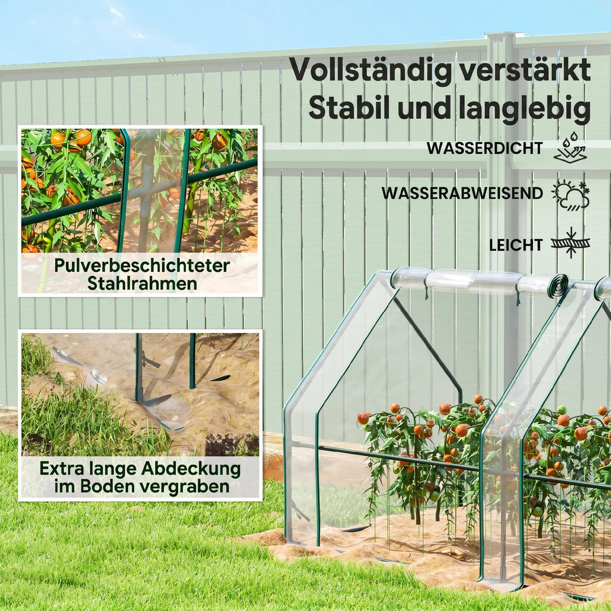 GEWÄCHSHAUS Stahl PVC Transparent - Transparent, Metall (90/90/360cm) - Outsunny