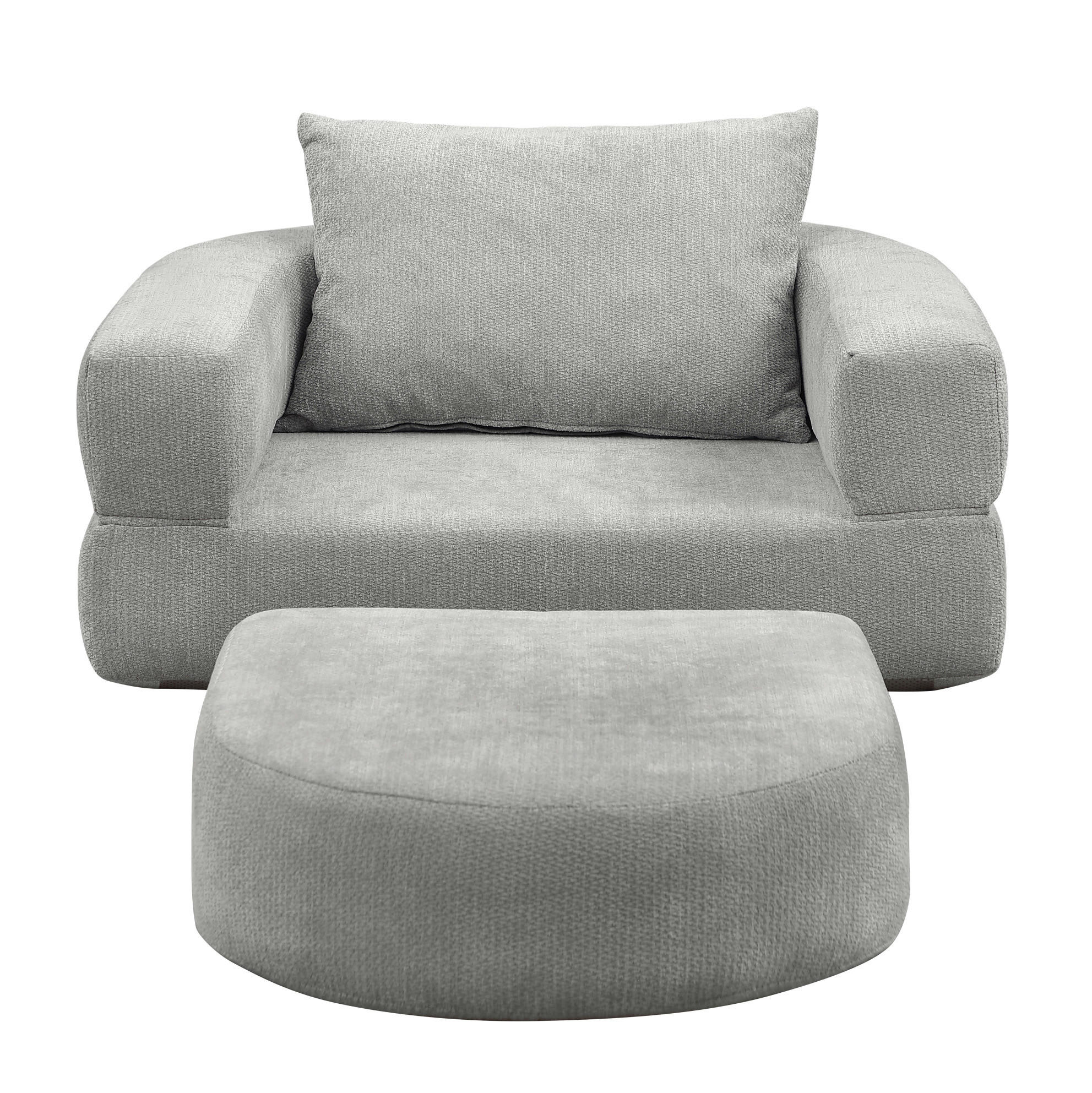 SOFA in Hellgrau aus Chenille mit weichem Komfort - Hellgrau, Textil (90/41/101cm) - Flora Grace