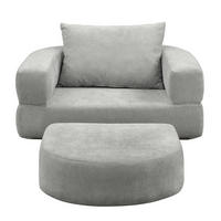 SOFA in Hellgrau aus Chenille mit weichem Komfort - Hellgrau, Textil (90/41/101cm) - Flora Grace